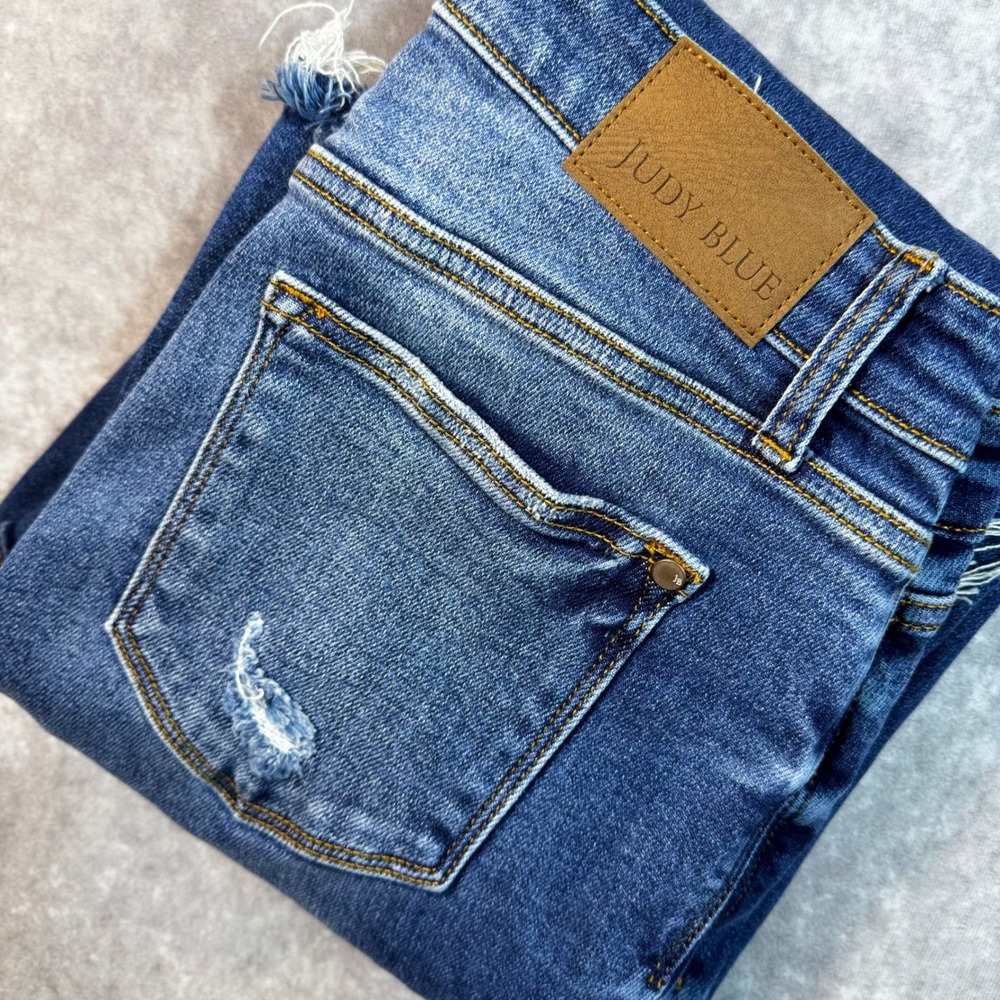 Judy Blue Dad Jeans Distressed Raw Hem Medium Wash JB82605MD Mens 9/29
